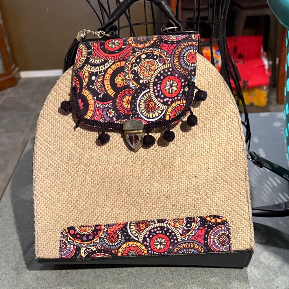 Bohemian Patterned Beige Backpack - image 1